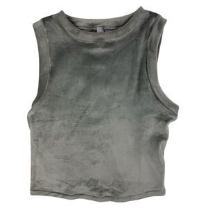 Skims Women's Velour Crew Neck Tank Top Gray Size L Casual Sleeveless